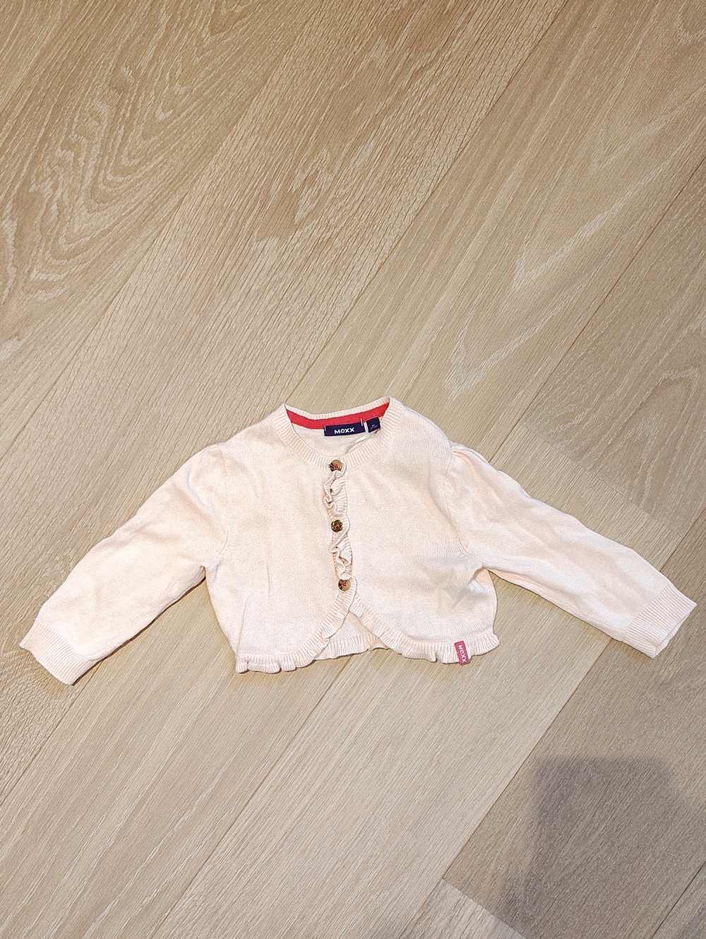 Mexx Light Pink Ruffle-Trim Knit Cardigan